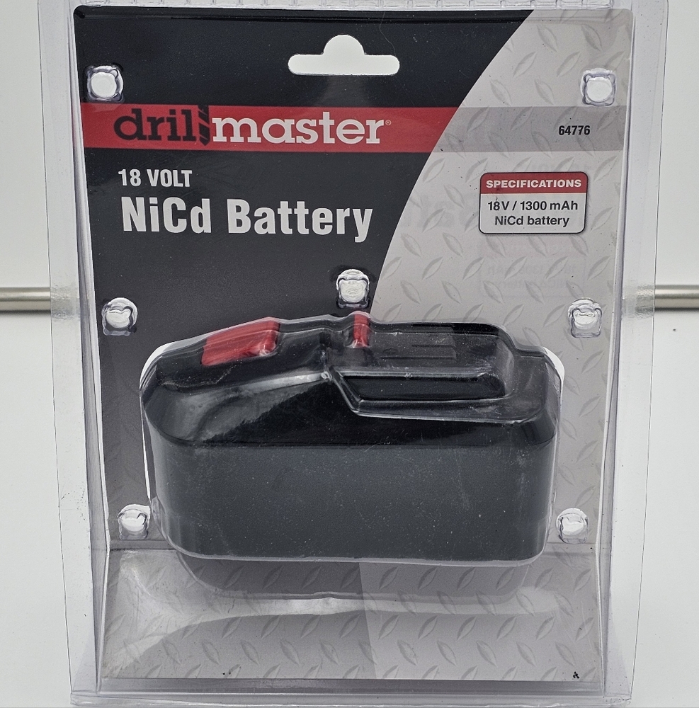 New Drill Master 18V NiCd Battery 64776 18 Volt 1300 mAh Nickel-Cadmium.